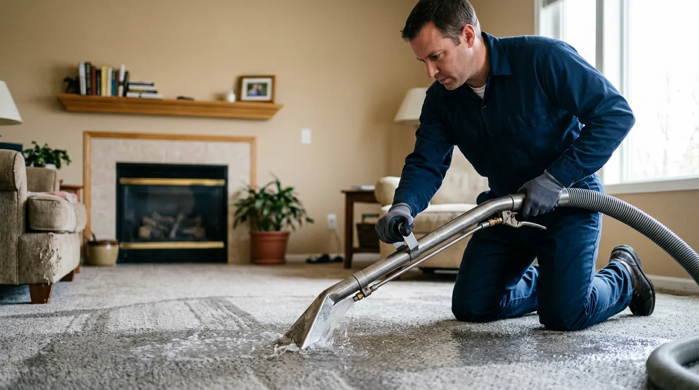 Water damage restoration technician working near Marquez, TX
